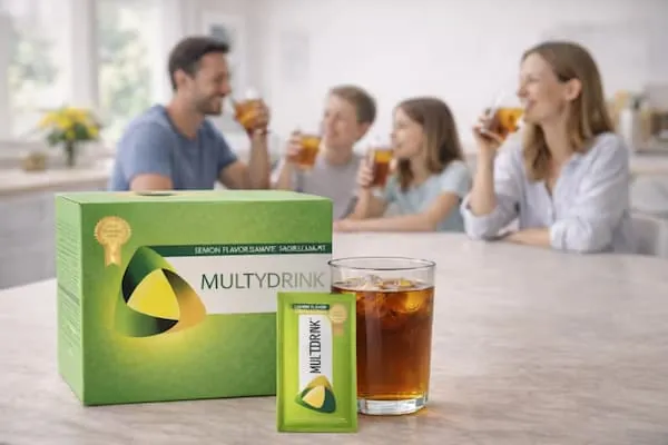 Familia compartiendo MultyDrink en el desayuno
