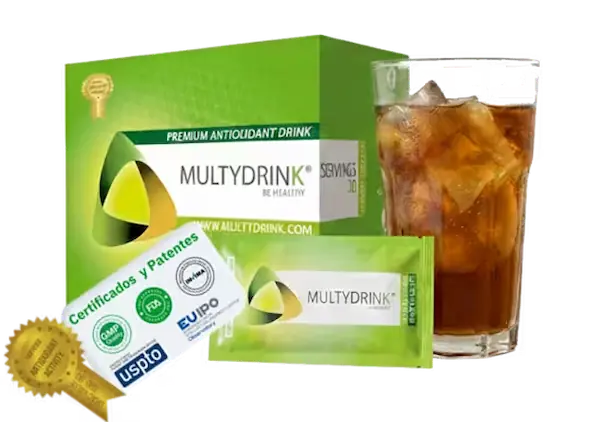 MultyDrink bebida botánica en sachet con vaso